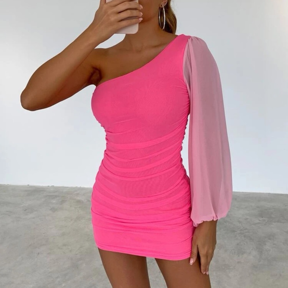 New in Package Pink one shoulder dress.
